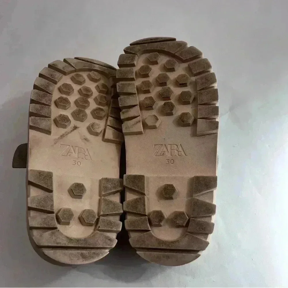 Zara metallic silver‎ sandals size 30 chunky adjustable straps